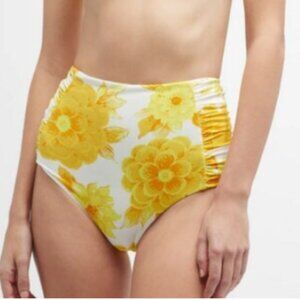 Alémais 'Sonny' yellow floral swimsuit ruched brief NWT M